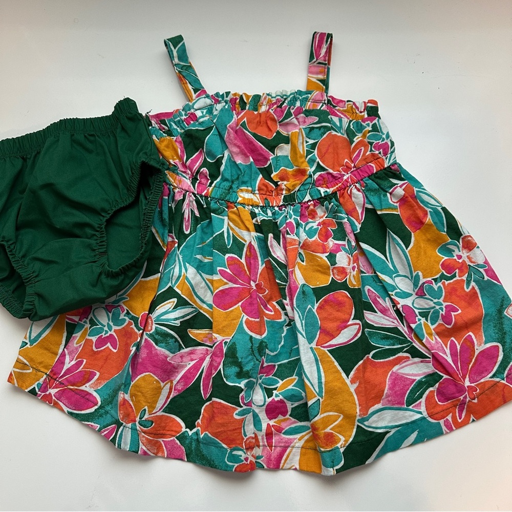 Carter's Colorful Tropical Floral Dress with Diaper Cover Size 18 months